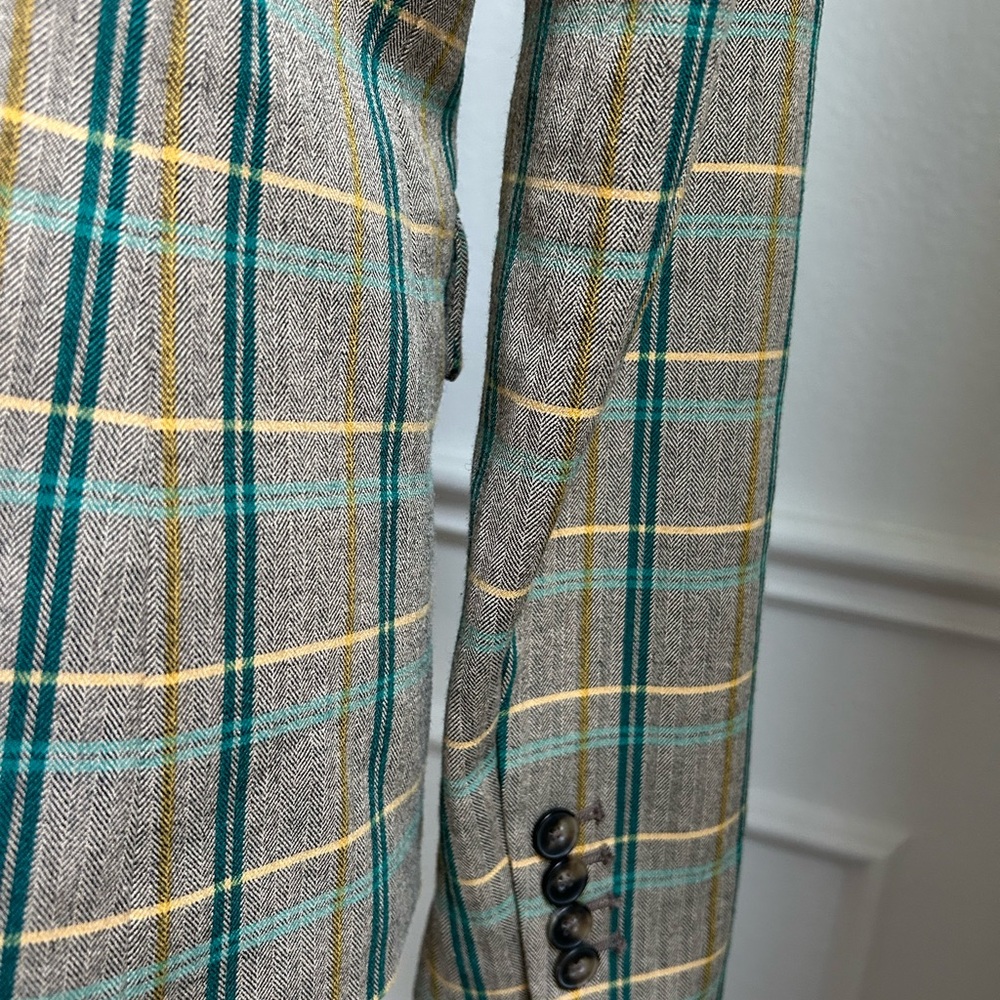 United Colors Of Benetton Plaid Vintage Blazer, Size 4 - Picture 5 of 8